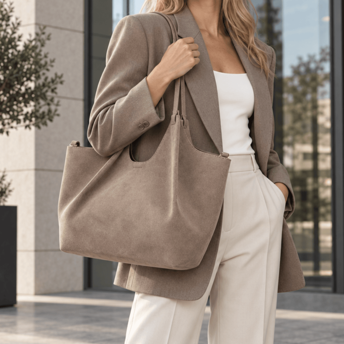 lepelou-leder-Shopper-Wildleder Shopper IRA taupe -