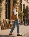 lepelou-leder-Shopper-Wildleder Shopper MILA cognac -LPHMILACOGE
