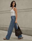 lepelou-leder-Shopper-Wildleder Shopper MILA dunkelbraun -LPHMILADBRE