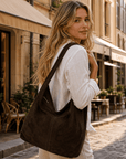lepelou-leder-Shopper-Wildleder Shopper MILA dunkelbraun -LPHMILADBRE