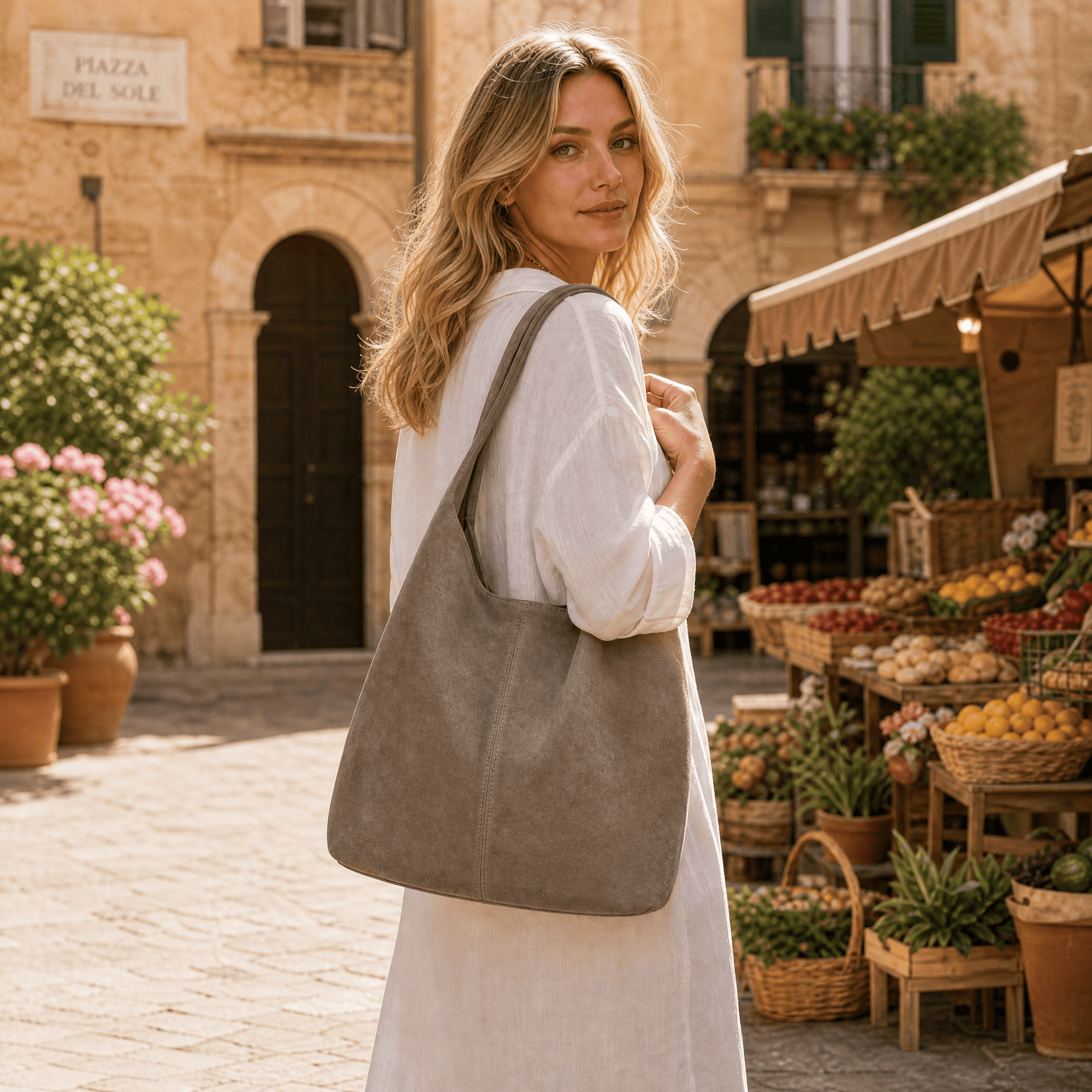 lepelou-leder-Shopper-Wildleder Shopper MILA taupe -LPHMILATAUE