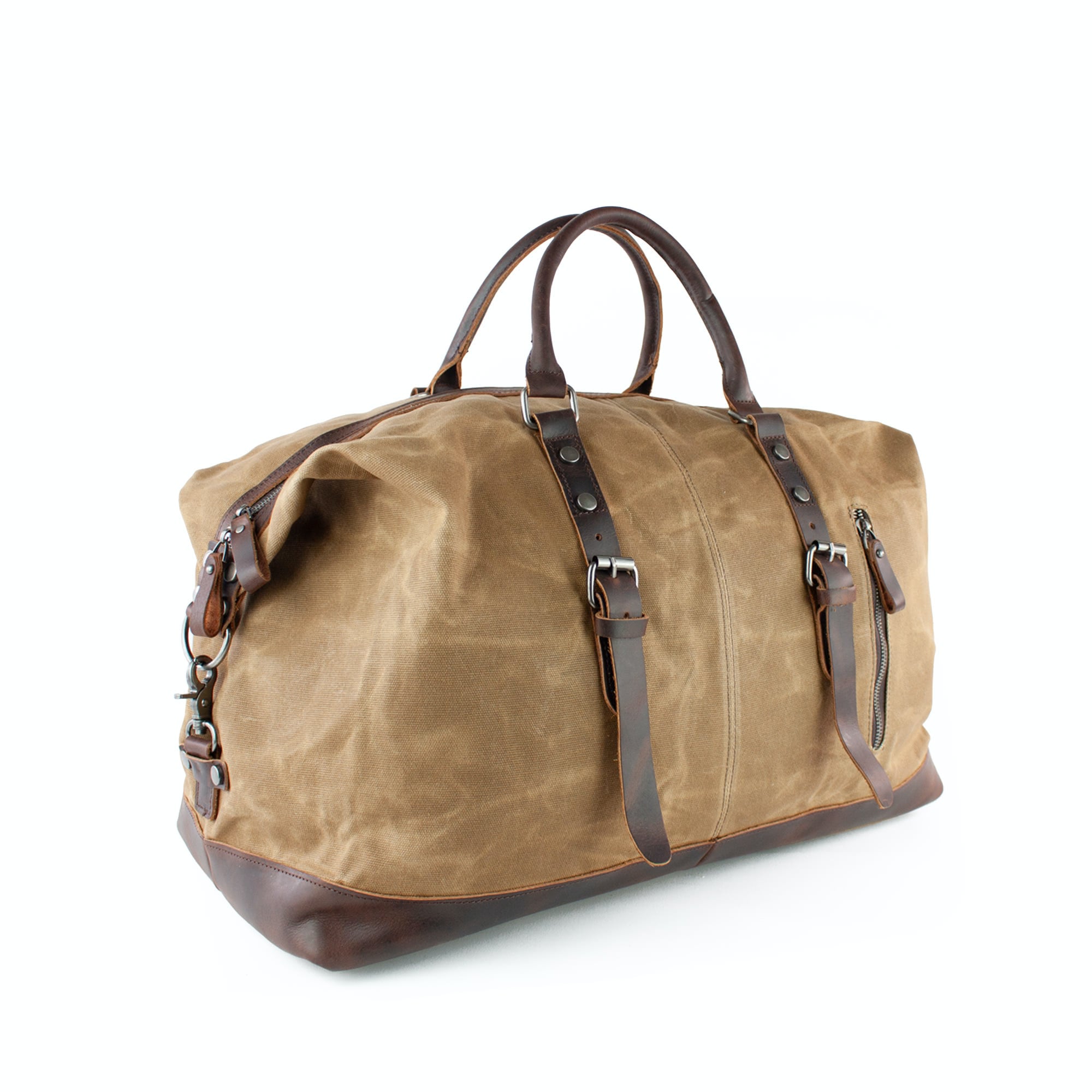 lepelou - leder - TIM – Leder Reisetasche aus Leder & gewachstem Canvas Camel - LPWCANCAMW