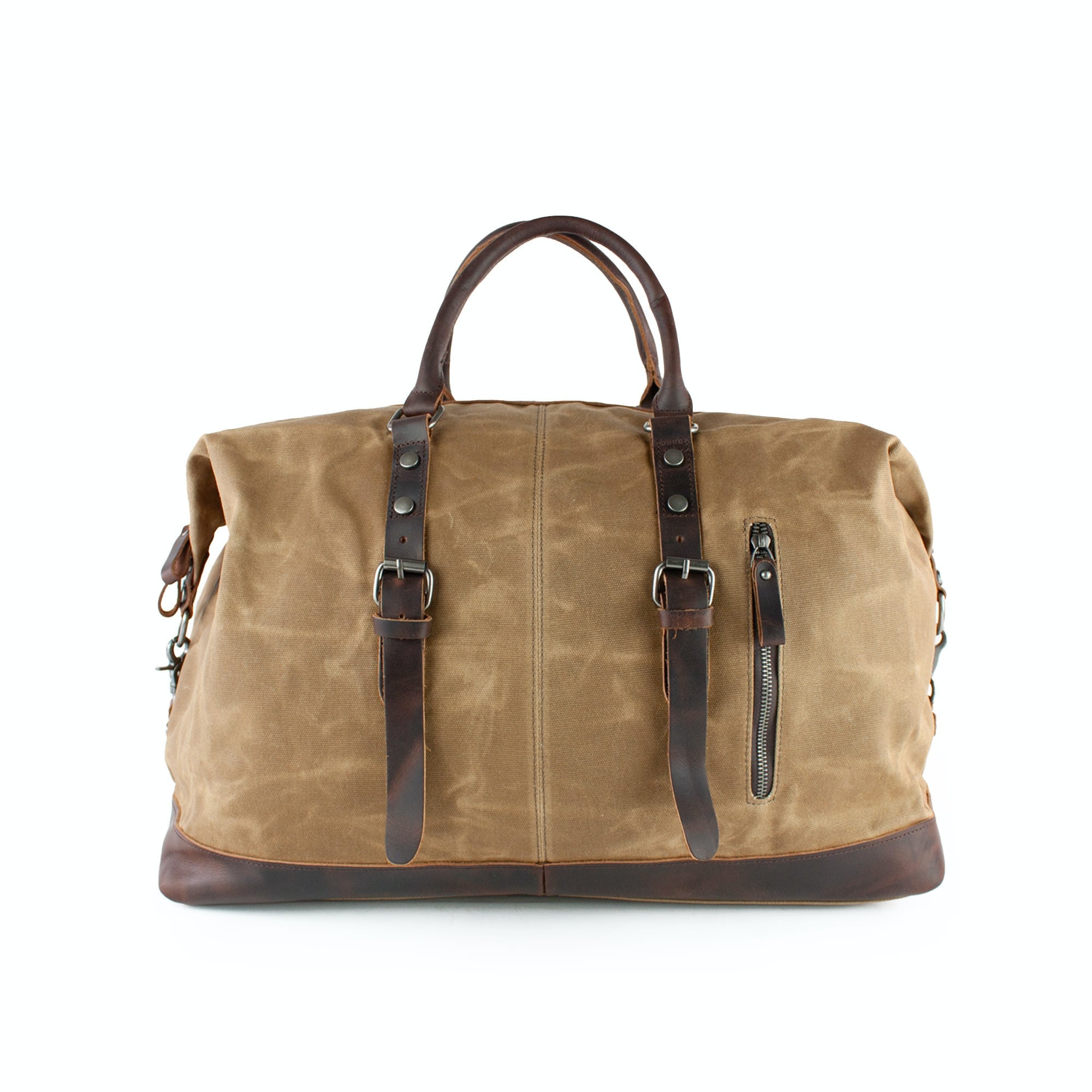 lepelou - leder - TIM – Leder Reisetasche aus Leder & gewachstem Canvas Camel - LPWCANCAMW