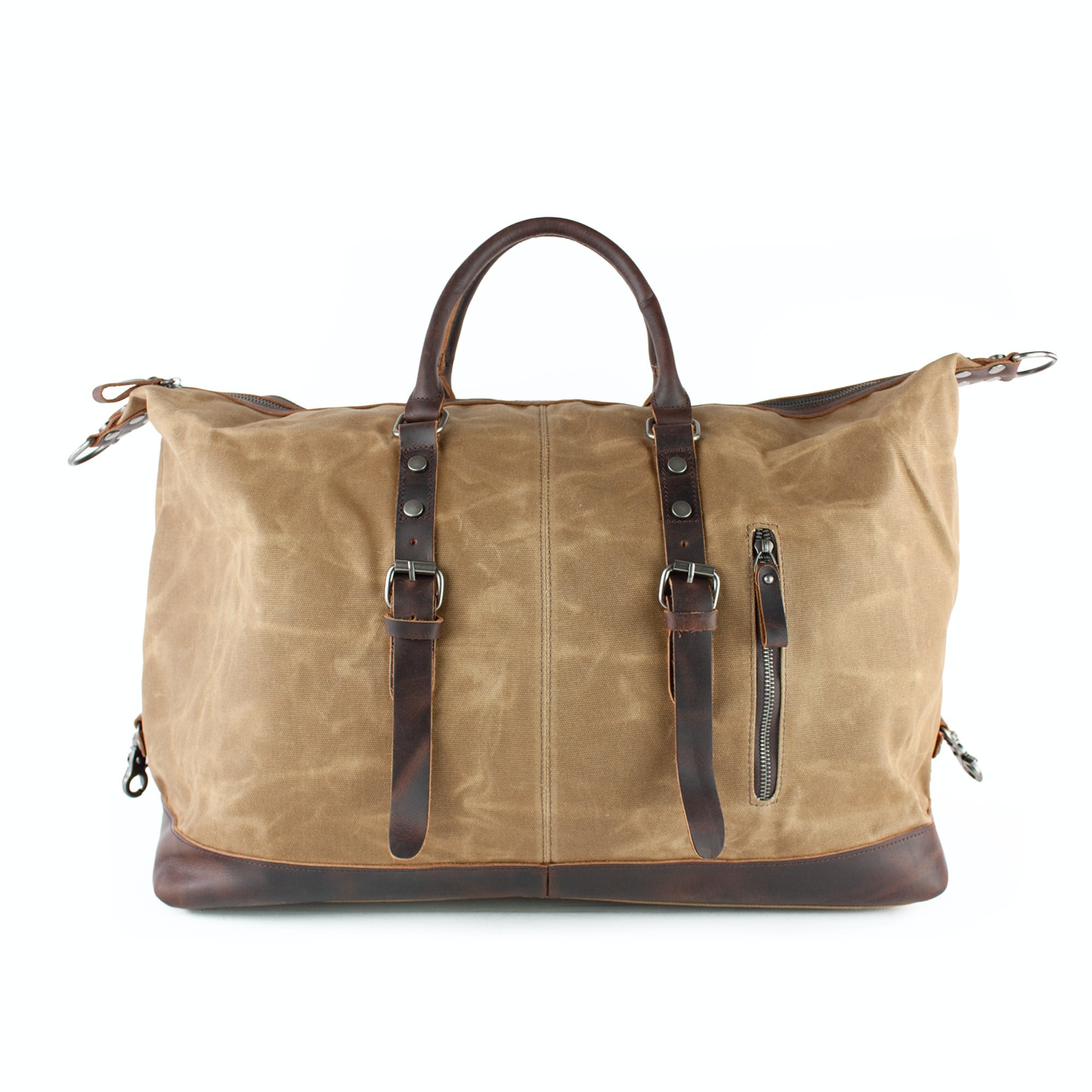 lepelou - leder - TIM – Leder Reisetasche aus Leder & gewachstem Canvas Camel - LPWCANCAMW