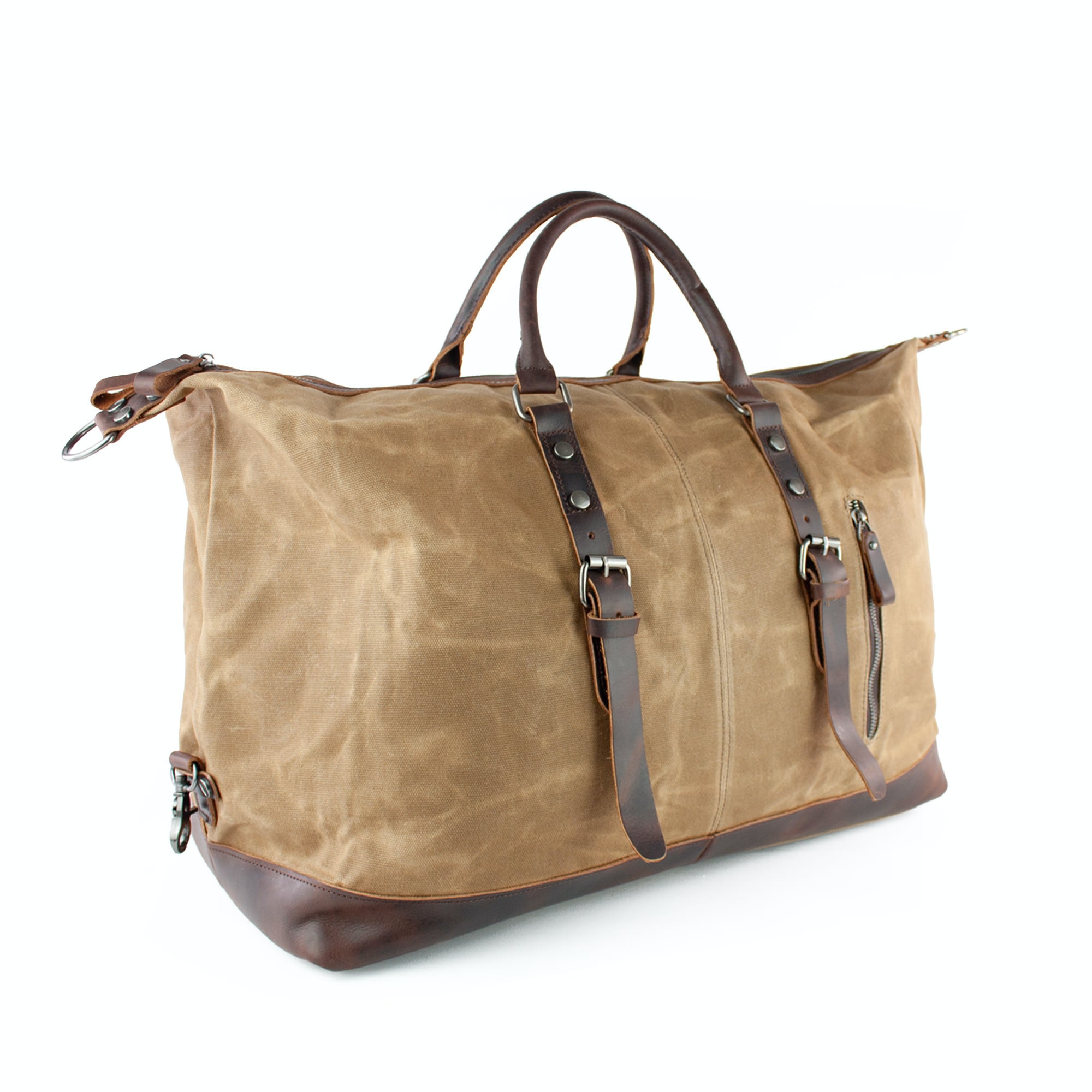 lepelou - leder - TIM – Leder Reisetasche aus Leder & gewachstem Canvas Camel - LPWCANCAMW