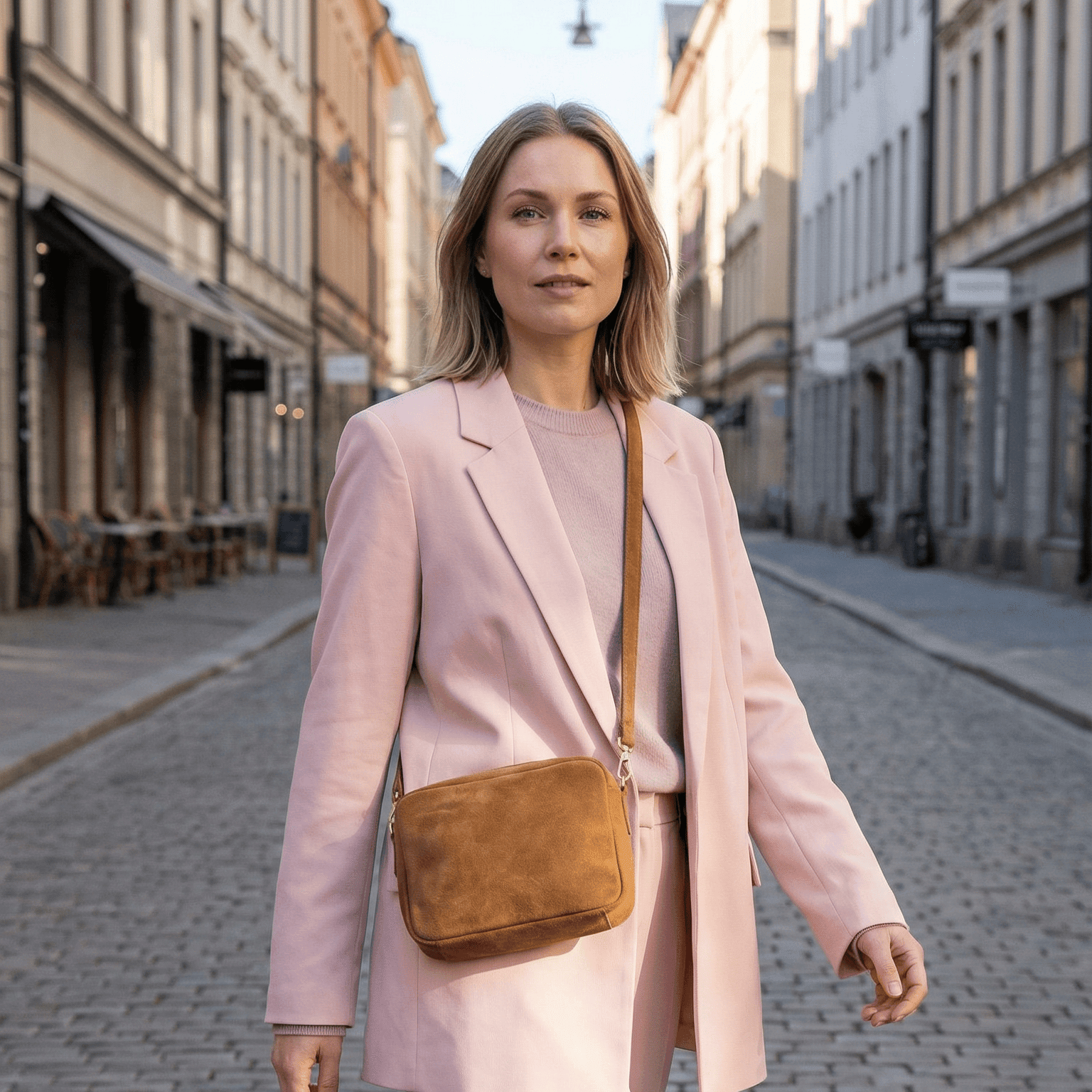 lepelou - leder - VIOLA – Wildleder Umhängetasche cognac - LPHVIOCOG