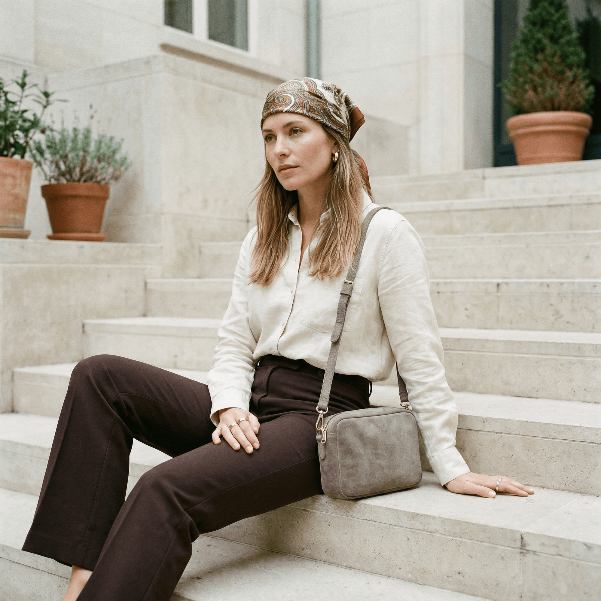 lepelou - leder - VIOLA – Wildleder Umhängetasche taupe - LPHVIOTAU