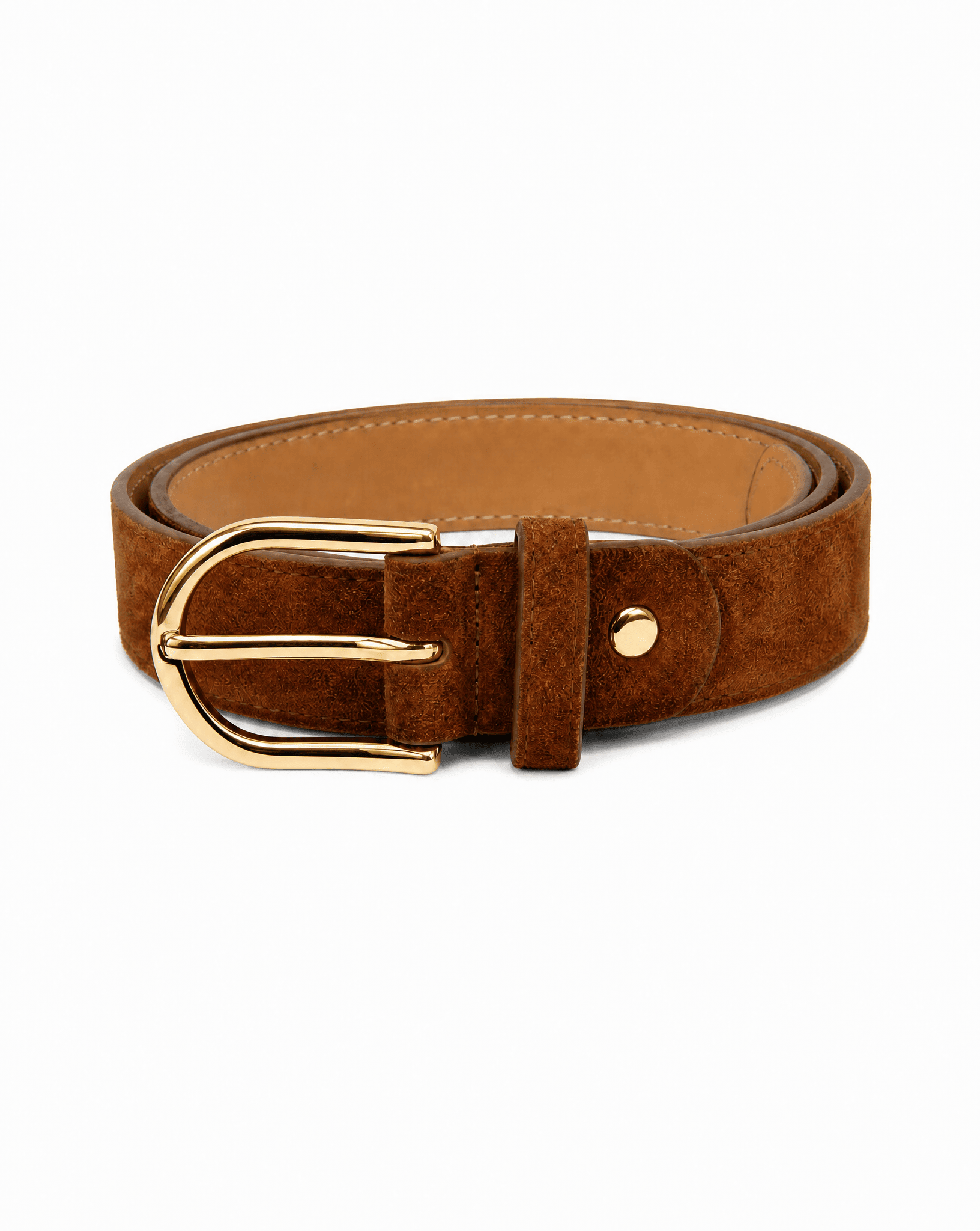 lepelou-leder - Wildleder Gürtel LIVIA cognac mit goldener Schnalle -