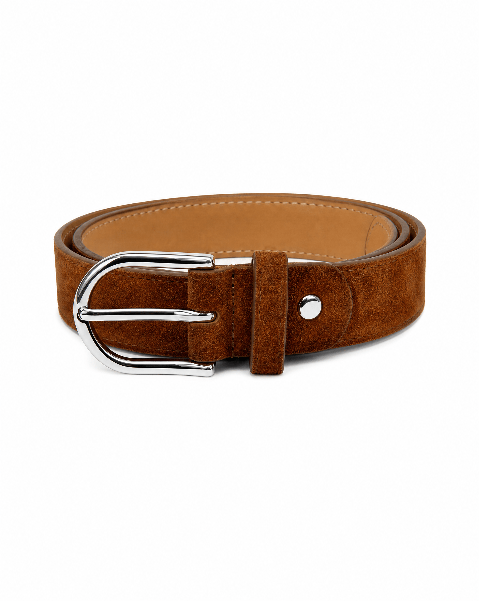 lepelou-leder - Wildleder Gürtel LIVIA cognac mit silberner Schnalle -