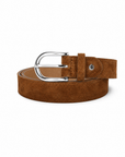 lepelou-leder - Wildleder Gürtel LIVIA cognac mit silberner Schnalle -