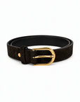 lepelou-leder - Wildleder Gürtel LIVIA dunkelbraun mit goldener Schnalle -