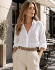 lepelou-leder - Wildleder Gürtel LIVIA taupe mit goldener Schnalle -