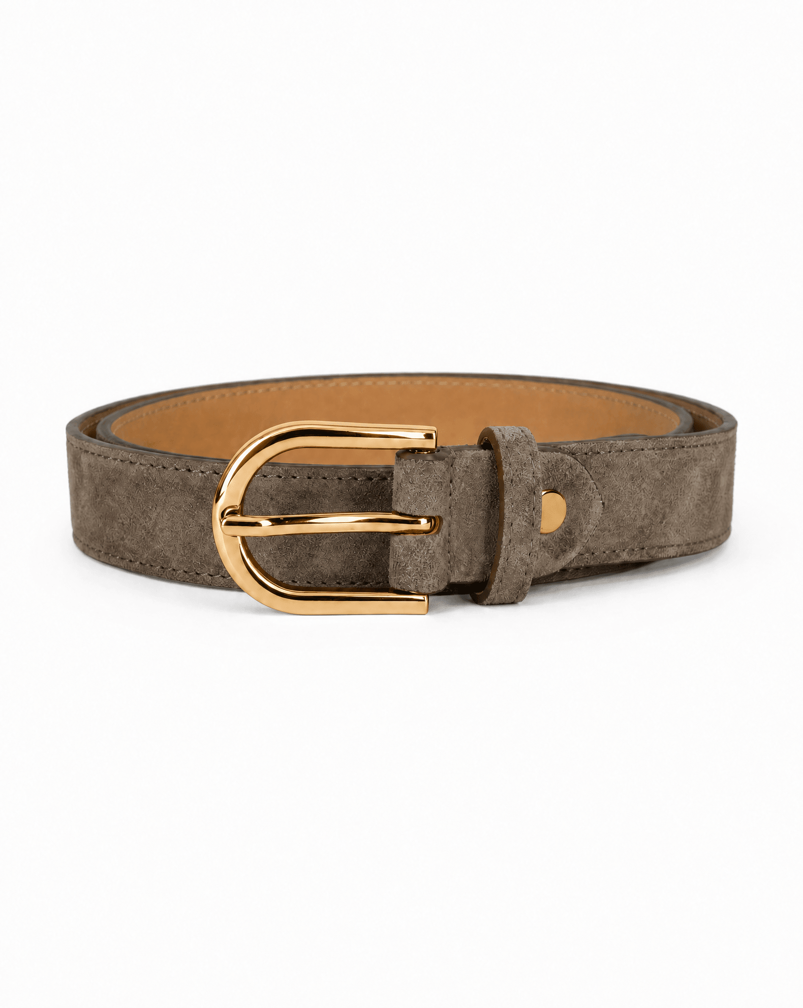 lepelou-leder - Wildleder Gürtel LIVIA taupe mit goldener Schnalle -