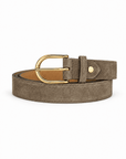 lepelou-leder - Wildleder Gürtel LIVIA taupe mit goldener Schnalle -