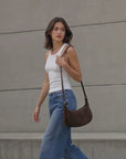 HANNA – Suede shoulder bag taupe