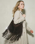 HANNA – Suede shoulder bag taupe